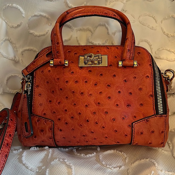 Furla Handbags - Furla Pebbled Orange Mini Crossbody Bag